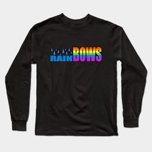 Rainbow Colors Bold Text With Raindrops Long Sleeve T-Shirt